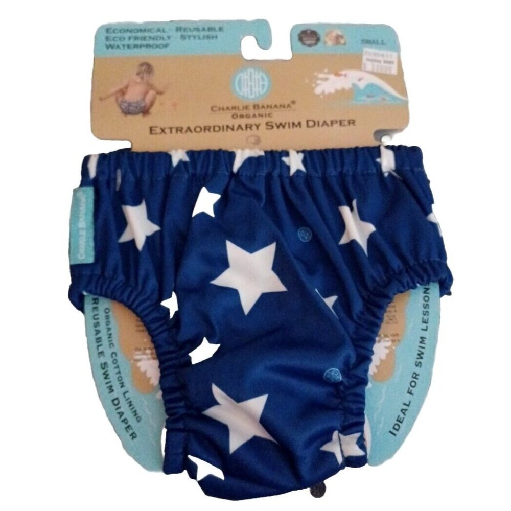 Charlie Banana Swim Diapers Training Pants Boy Girl Size S BLUE WHITE ST…
